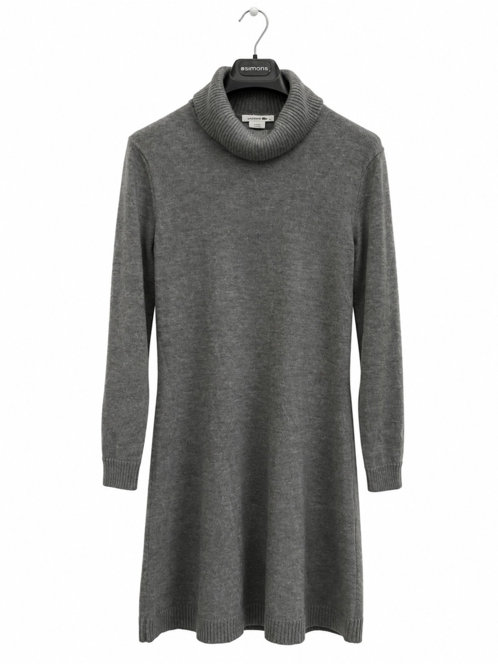 Lacoste Pure New Wool Charcoal Gray Turtleneck Sweater Dress Size 42